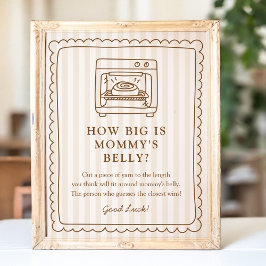 Poster Stripe Bun in the Oven Baby Shower Belly Sign