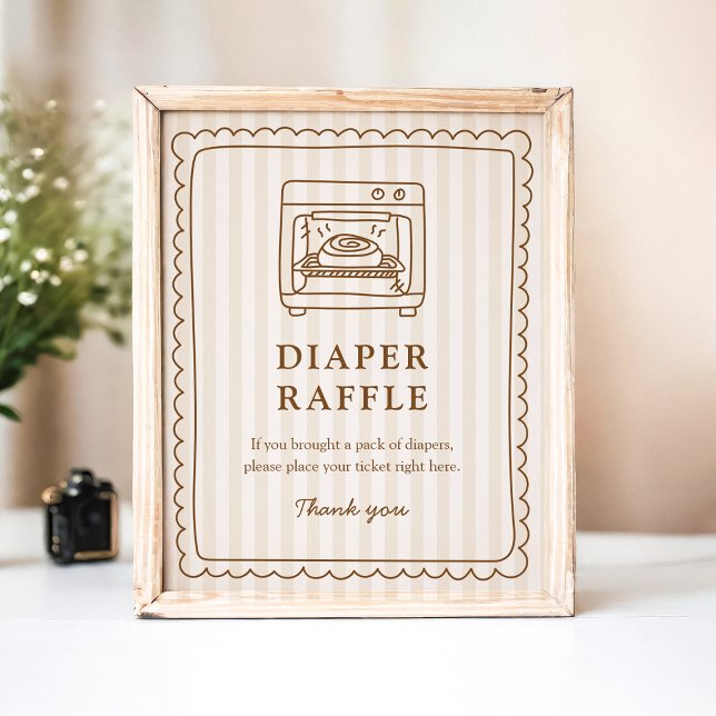 Poster Stripe Bun in the Oven Shower Diaper Raffle Game (Criador carregado)