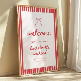 Poster Striped Bow Coquette Bachelorette Weekend Welcome