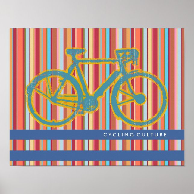 poster striped de uma bicicleta (Frente)