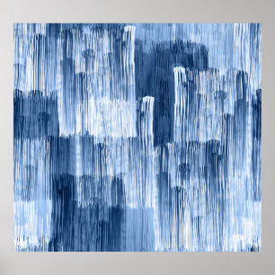 Poster Stripes de Cor da Água Azul: Padrão Geométrico