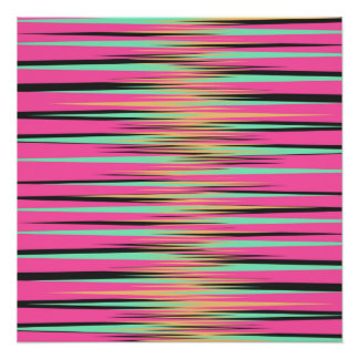 Pôster Stripes de Teal, Amarelo, Preto e Rosa