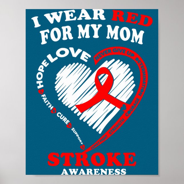 Poster Stroke Awareness - I Wear Red For My Mom  (Frente)