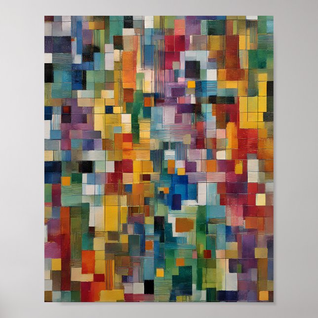 Poster Structural Chaos Art: Technical Grid Break Tile (Frente)