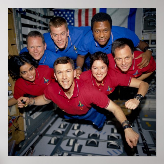 Poster STS-107 Tripulação Retrato tirado a bordo de Colum (Frente)