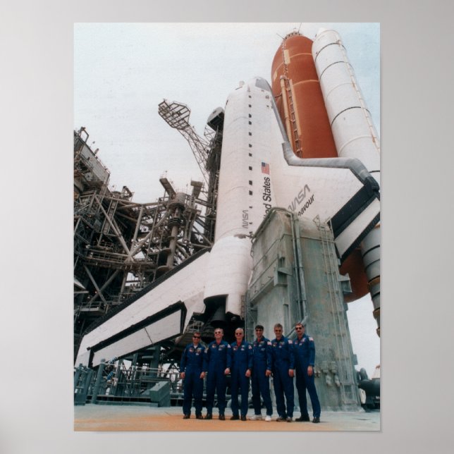 Poster STS-77 Crewners posam com Shuttle Endeavor (Frente)