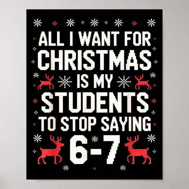 Poster Students Saying 6-7 67 Six Seven Funny Teacher Chr (Frente)