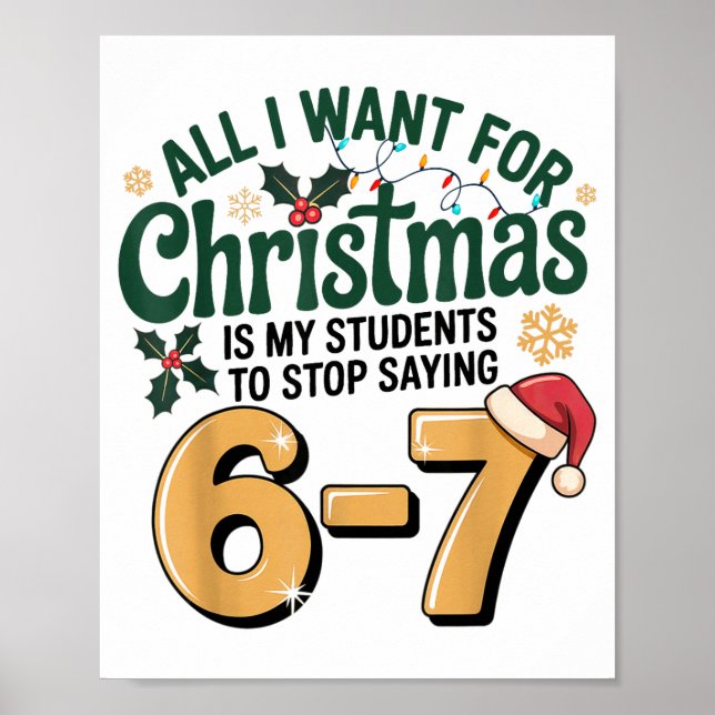 Poster Students Saying 6-7 67 Six Seven Funny Teacher Chr (Frente)