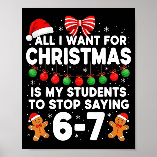 Poster Students Saying 6-7 67 Six Seven Funny Teacher Chr (Frente)