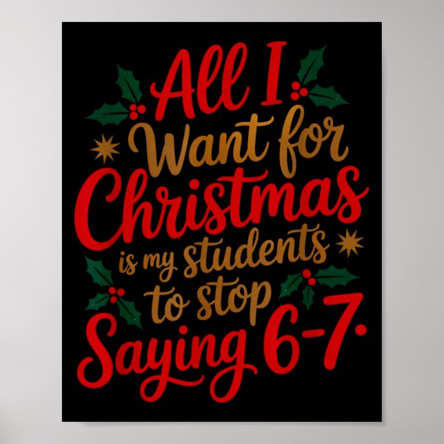 Poster Students Saying 6-7 67 Six Seven Funny Teacher Chr (Frente)