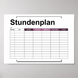Pôster stundenplan, time, agenda, poster, deutsch po