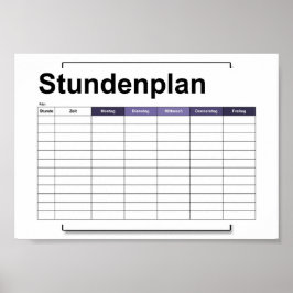 Poster stundenplan, time, agenda, poster, deutsch po