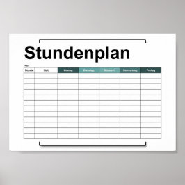 Pôster stundenplan, time, agenda, poster, deutsch po