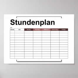 Pôster stundenplan, time, agenda, poster, deutsch po
