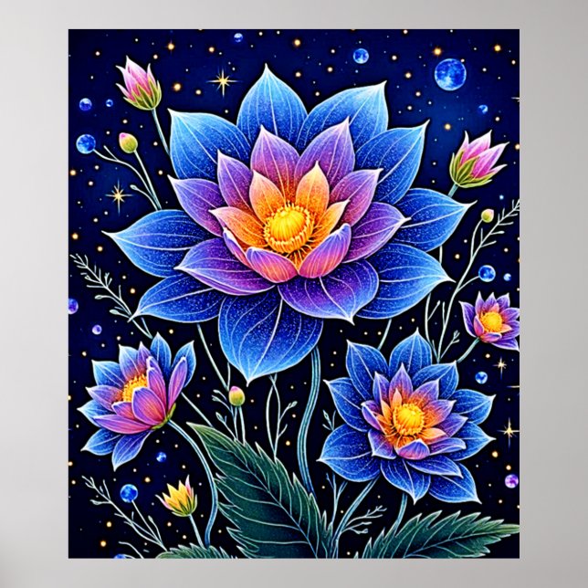 Poster Stuning Cosmic Floral Dreams Design (Frente)