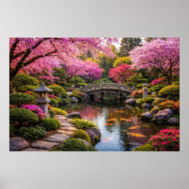 Poster Stunning Japanese Garden & Koi Pond