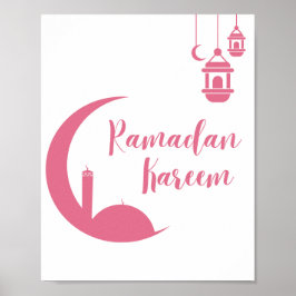 Poster Stunning Ramadan Kareem Red Crescent & Lantern Wal