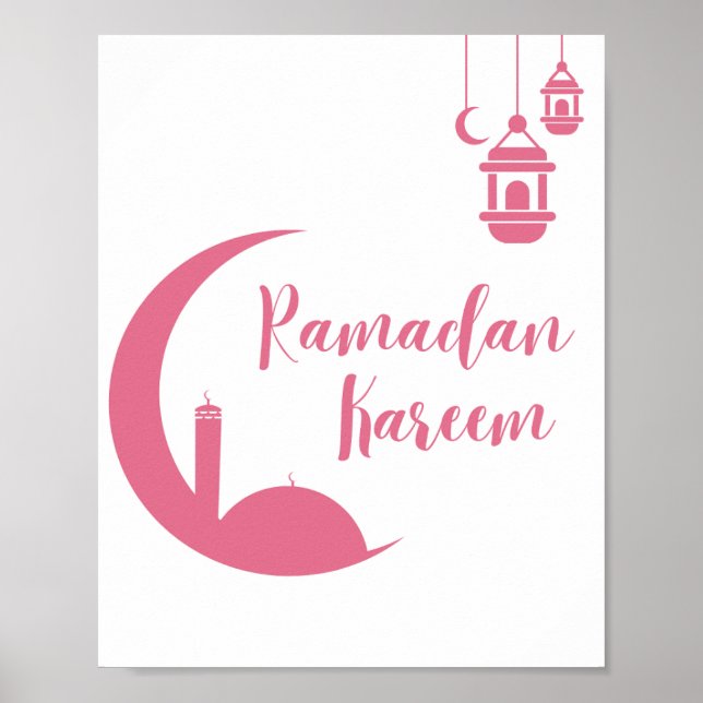 Poster Stunning Ramadan Kareem Red Crescent & Lantern Wal (Frente)