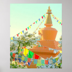 Pôster Stupa budista na neve