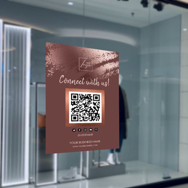 Poster Stylish Bronze Business QR Code Social Media (Stylish Bronze Business QR Code Social Media Poster)