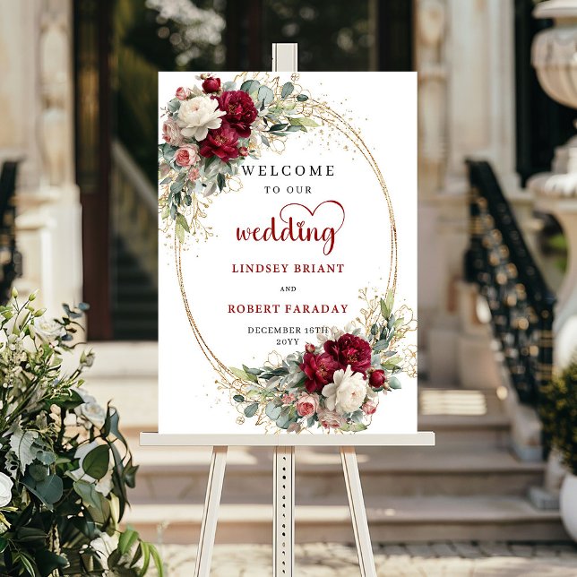 Poster Stylish Floral Wedding Welcome Sign Printable (Stylish Floral Wedding Welcome Sign Printable)