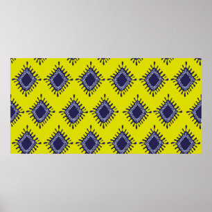 Poster Stylish modern ikat tribal seamless pattern