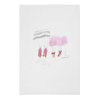 Pôster Stylish Mother and Daughter Watercolor Art