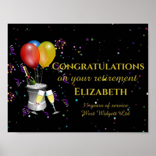 Poster Stylish Retirement Sparkling Wine Celebration (Frente)