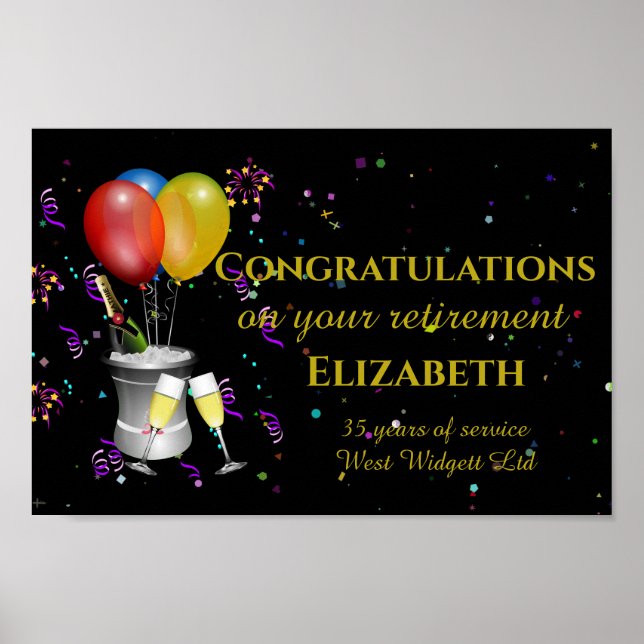 Poster Stylish Retirement Sparkling Wine Celebration (Frente)