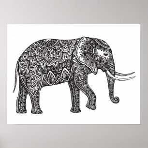 Poster Stylized Fantasy Elephant Doodle 2