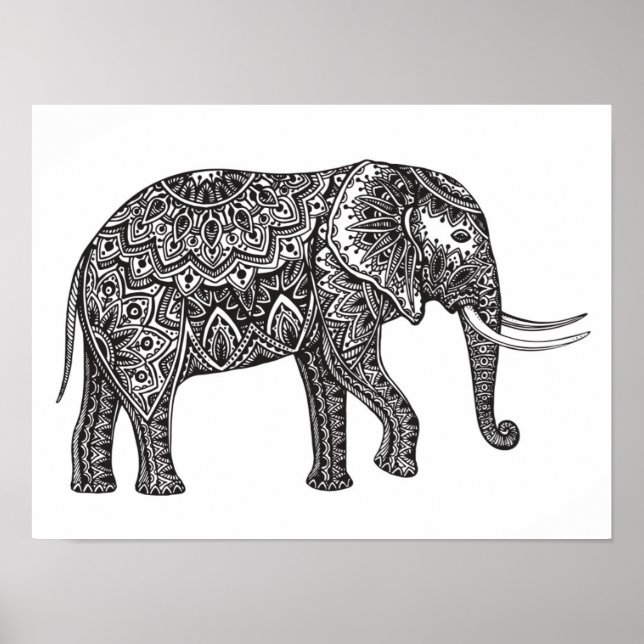 Poster Stylized Fantasy Elephant Doodle 2 (Frente)