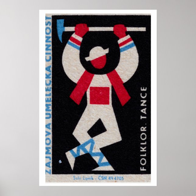 Poster Stylized Folk Dancer Czechoslovakia 1960s-70s (Frente)