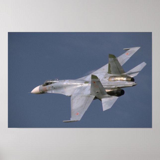 Poster SU-27 soviético em voo (Frente)