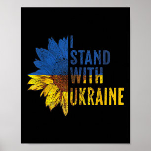 Poster Su Ower Bandeira da Ucrânia Feminina Eu Apoio a Uc