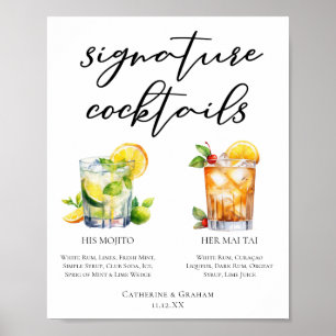 Poster Sua Assinatura De Rum, Cocktails, Menu Casamento