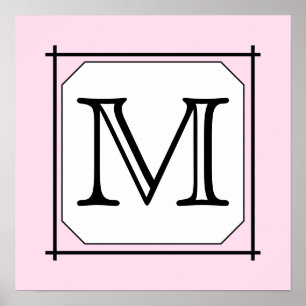 Pôster Sua Carta. Monograma personalizado. Cor-de-rosa pr