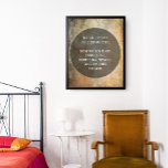 Poster Sua citação favorita sobre ferrugem e marrom<br><div class="desc">O fundo é coberto com um gráfico riscado, angustiado, vítreo, granulado em tons de laranja de ferrugem castanha. Você é bem-vindo para substituir minha obra de arte digital por sua própria, ou mesmo com uma foto que você ama! Por cima disso, um grande círculo negro translúcido ajuda o seu texto...</div>