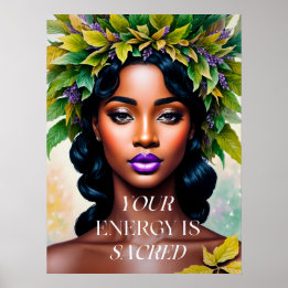 Poster Sua energia é uma mulher negra sagrada Arte Botâni