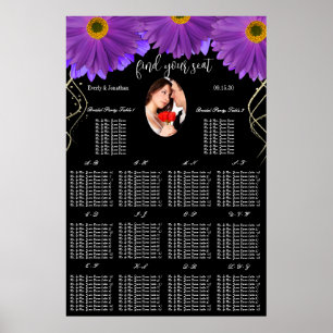 Pôster Sua Foto: Black & Plum Gerber Daisy Seating Chart