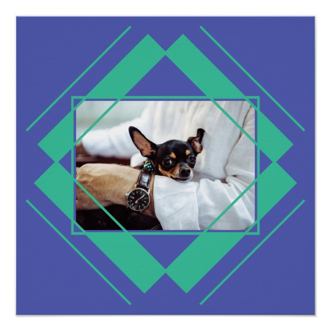 Pôster SUA FOTO no poster de padrão geométrico (Frente)