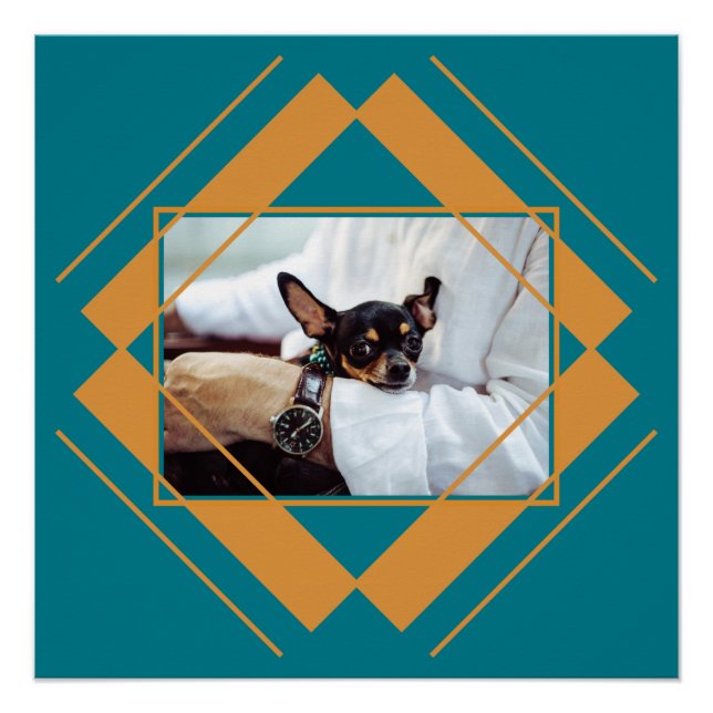 Pôster SUA FOTO no poster de padrão geométrico (Frente)
