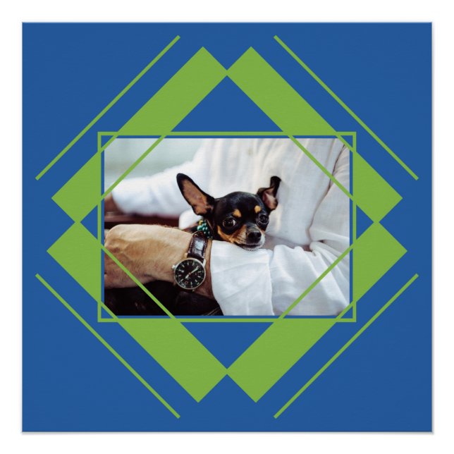 Pôster SUA FOTO no poster de padrão geométrico (Frente)