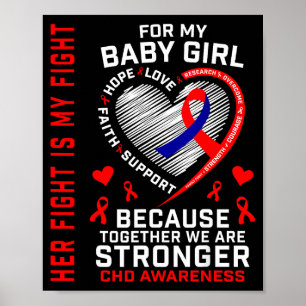 Poster Sua Luta Bebê Menina Conscientização sobre Cardiop
