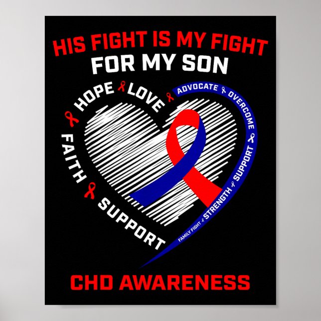 Poster Sua Luta Filho Conscientização CHD Doença Cardíaca (Frente)