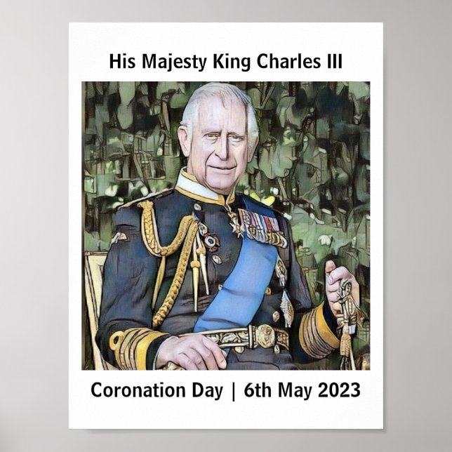 Poster Sua Majestade Rei Charles III Coronação (Frente)