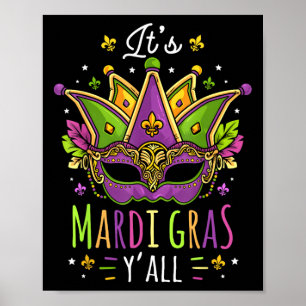 Poster Sua Máscara do Mardi Gras Yall Mardi Gras Party