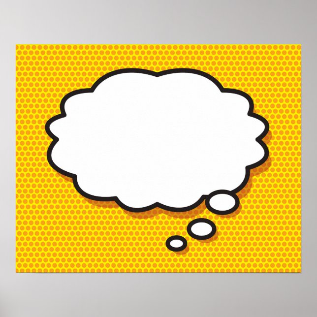 Poster Sua Mensagem Pense Bubble Divertido Retrô Comédia (Frente)