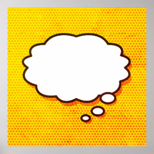 Poster Sua Mensagem Pense Bubble Divertido Retrô Comédia