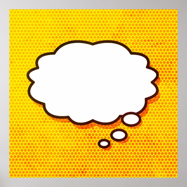 Poster Sua Mensagem Pense Bubble Divertido Retrô Comédia (Frente)