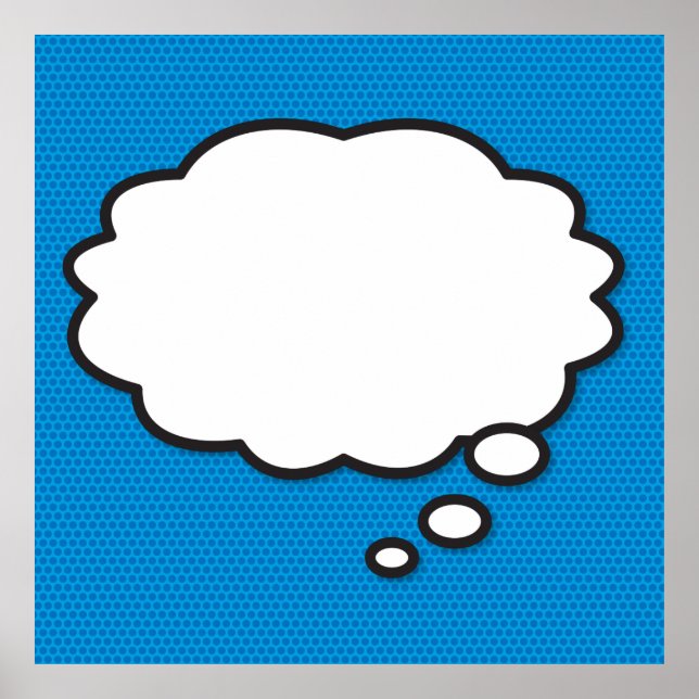 Poster Sua Mensagem Pense Bubble Divertido Retrô Comédia (Frente)